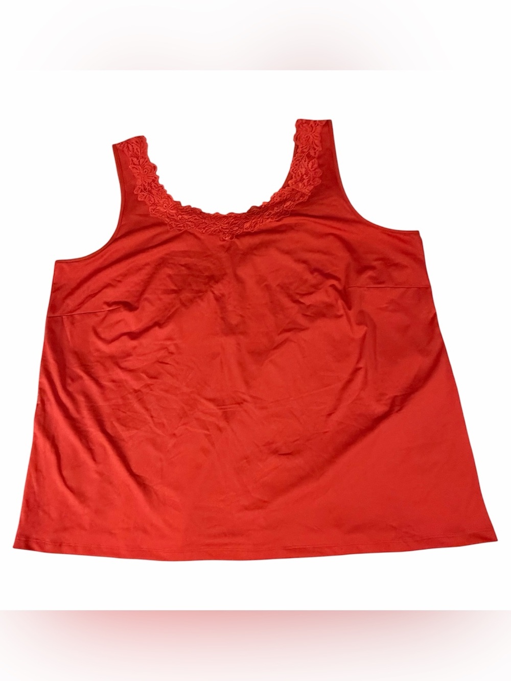 Catherines 2X 22/24W Red-Orangey Lace-Trim Tank Camisole
